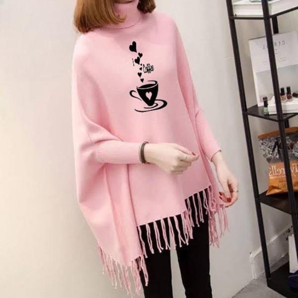 womens fleece printed poncho cape shawal