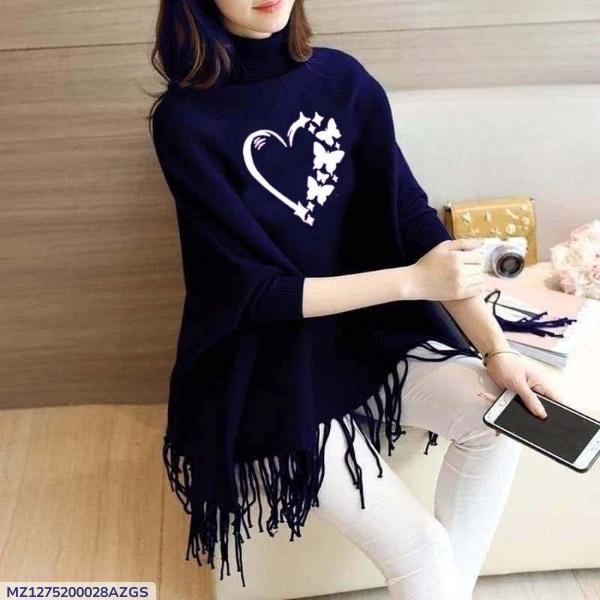 womens fleece printed poncho cape shawal