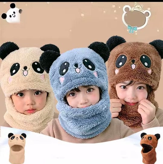 Winter Kids Hat Scarf All in one Cute Cartoon