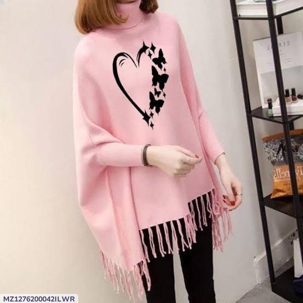 womens fleece printed poncho cape shawal