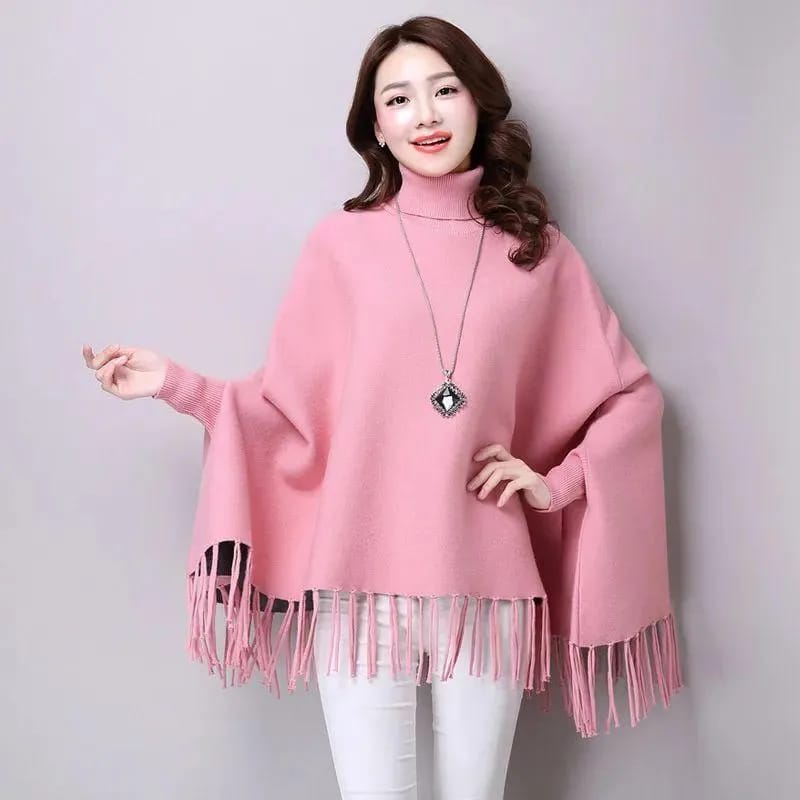 women's flece plain poncho cape chawl
