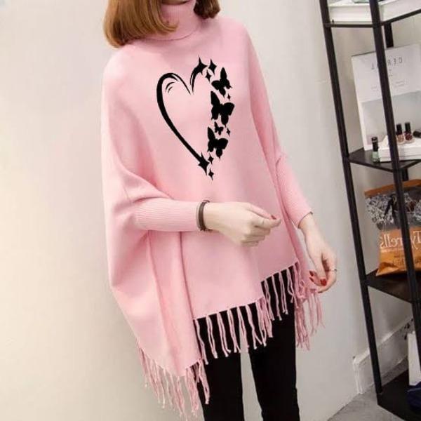 womens fleece printed poncho cape shawal