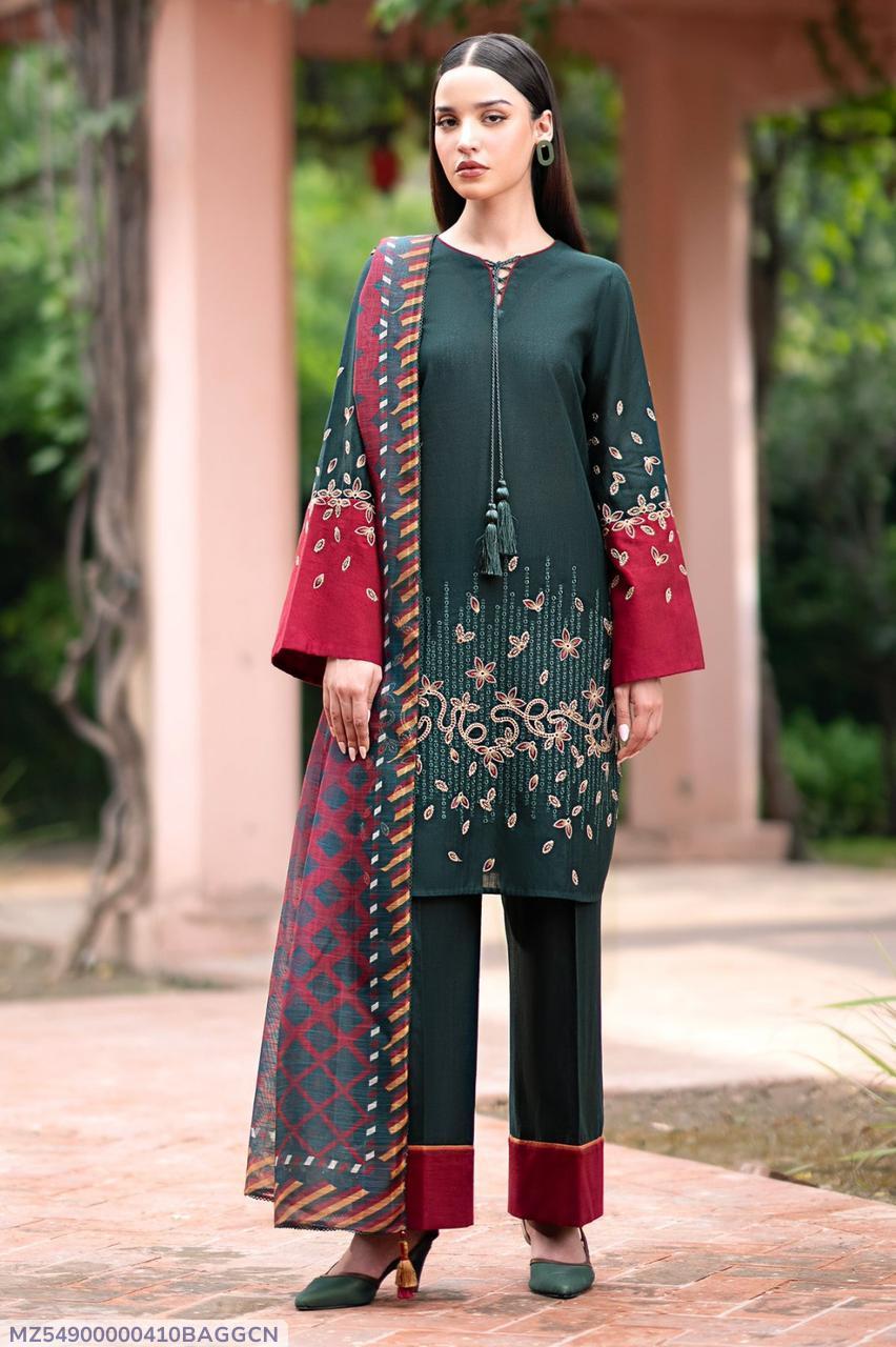 womens unstitched embriodered suit 3Pc's