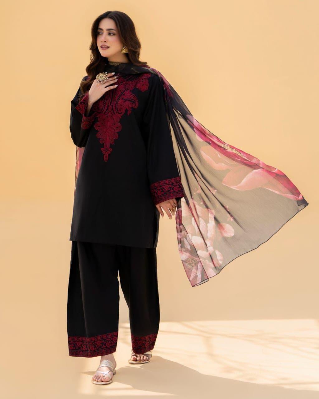 womens unstitched embriodered suit 3Pc's