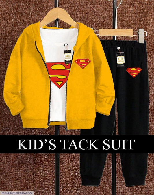 3Pc's Boy's Fleece Prnted Zipper Tracksuit