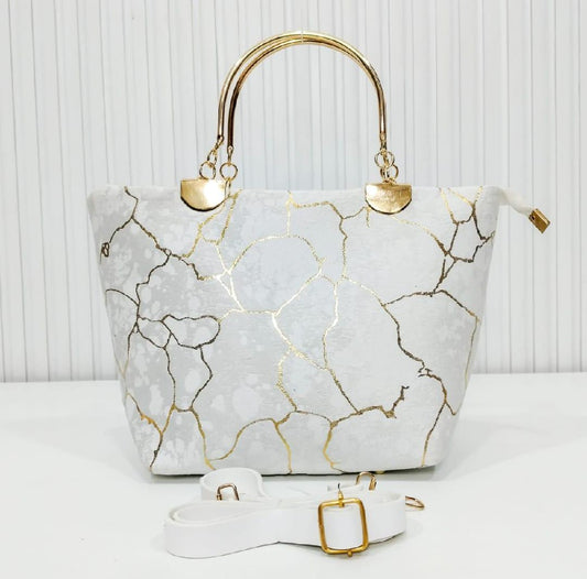 chic Girls Velvet Printed Hand Bag 1-pc