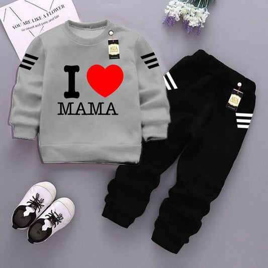 2Pc's Kids Fleece Printed Sweatshirt Tracksuit