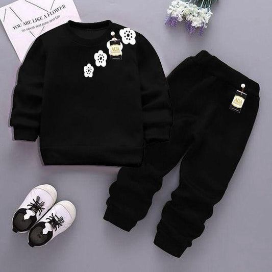 2Pc's Girl's Fleece Printed Sweatshirt Tracksuit
