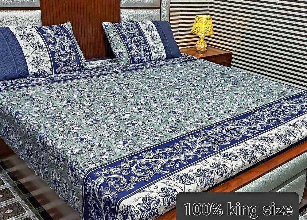 3 Pc's Printed Cotton Double Bedsheet