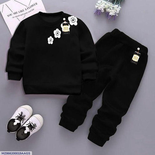 2Pc's Girl's Fleece Printed Sweatshirt Tracksuit
