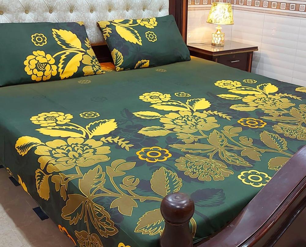 3 pc's cotton Printed Double  Bedsheet