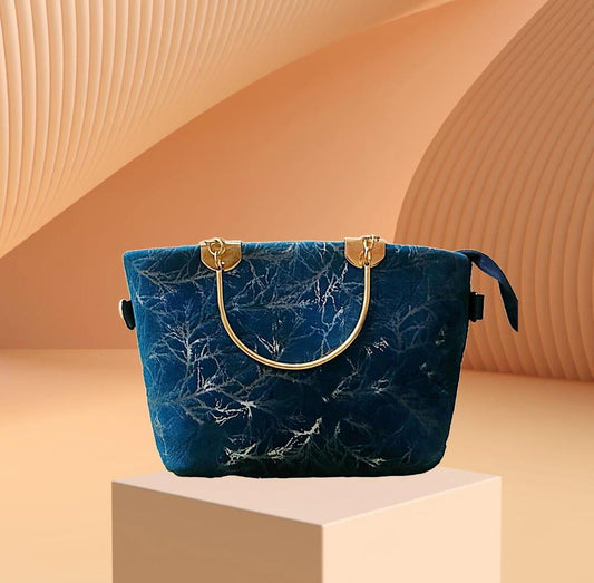 Girls Velvet Printed Hand bag