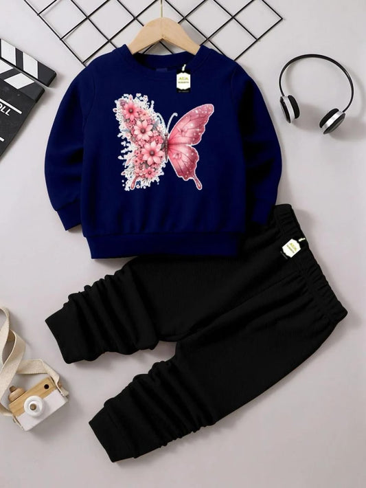 2Pc's Girls Fleece Printed Tracksuit