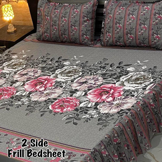 3 PCs Cotton Salonica Frill Double Bedsheet